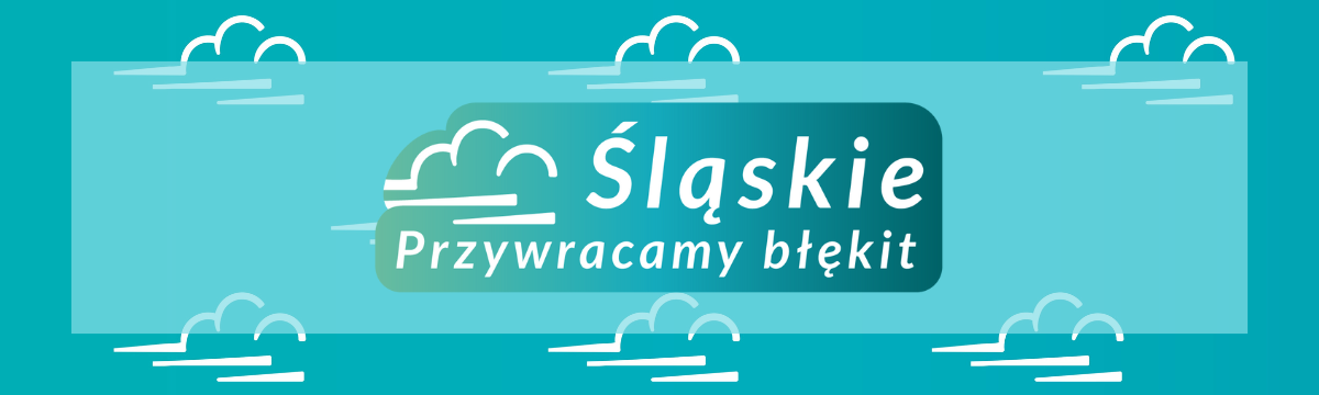 Baner z logotypem projektu Śląskie. Przywracamy błękit. Baner - Śląskie. Przywracamy błękit.