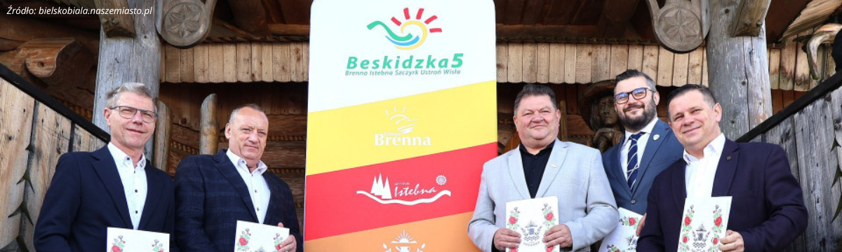 Włodarze Beskidzkiej Piątki - Wójt Andrzej Kozieł, Wójt Stanisław Legierski, Burmistrz Antoni Byrdy, Burmistrz Paweł Sztefek, Burmistrz Tomasz Bujok